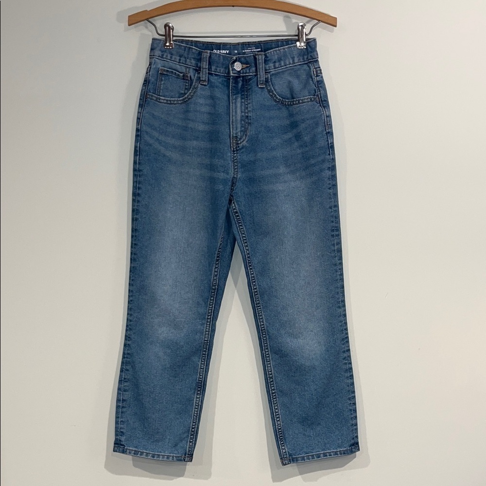 OLD NAVY Youth 12 High Rise Slouchy Straight Jeans Light Wash Denim 90s Inspired
